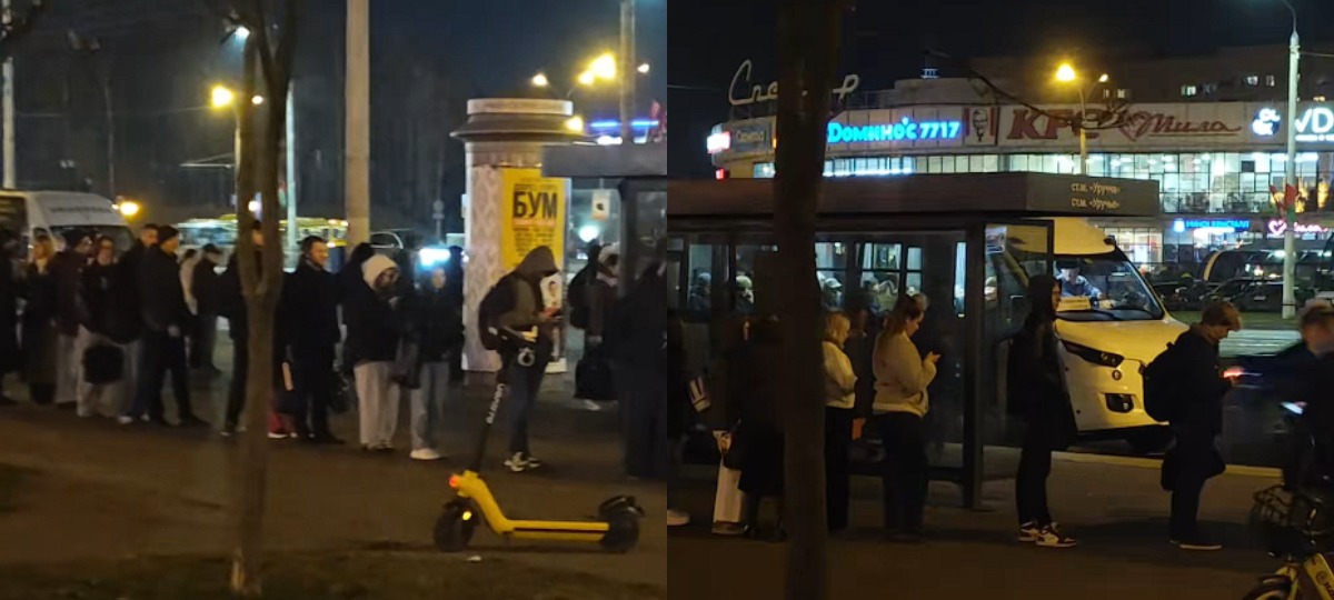 очереди возле маршруток в Минске