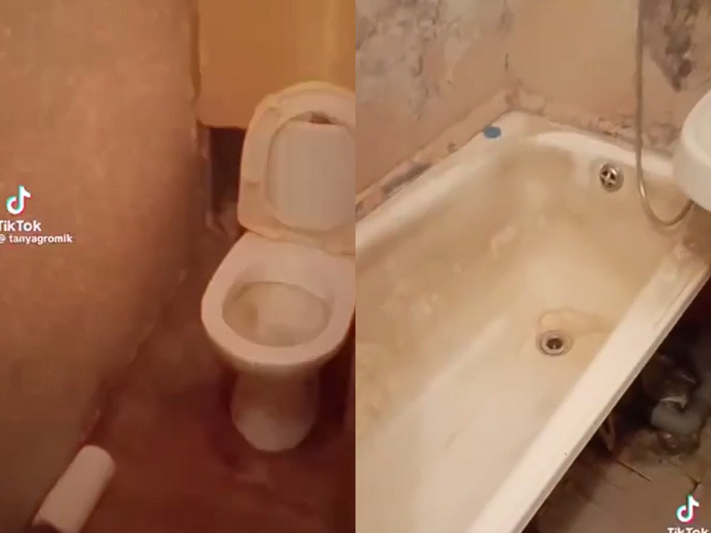 ванная комната без ремонта со следами ржавчины