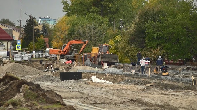 Ремонт улицы Брестской в Пинске в октябре 2023 года. Скриншот видео